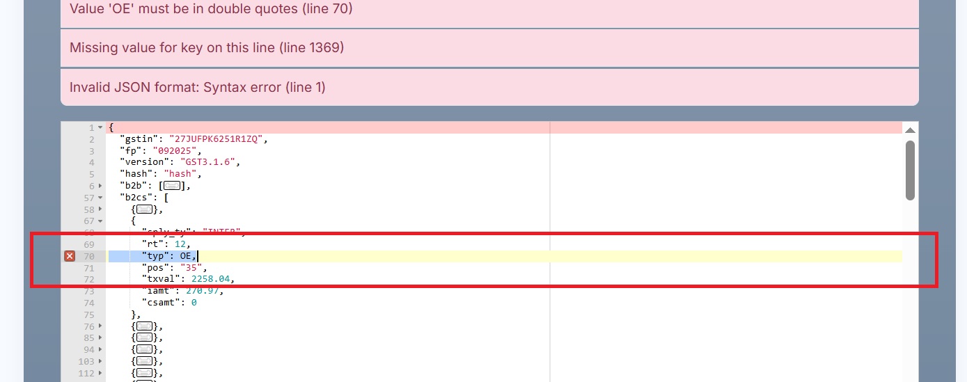 Jump to error in JSON viewer